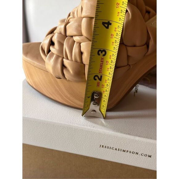 Jessica Simpson Tan Neutral Woven/Braided Wood Platform Heels - Picture 4 of 9